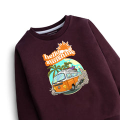 DIGITAL HELLO SUNSHINE PRINTED Maroon Color Boys Long Sleeve Sweat-Shirt