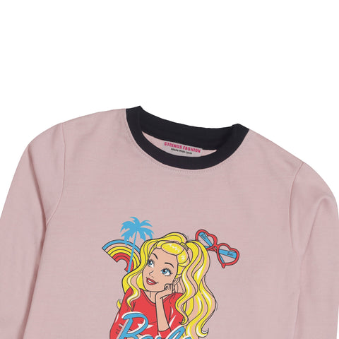 BARBIE PINK GIRLS LONG SLEEVE SWEAT-SHIRT