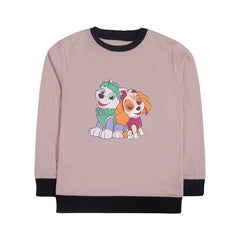 PAW JUNIOR PINK HEADER COLOR GIRLS LONG SLEEVE SWEAT-SHIRT