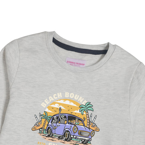 BEACH BOUND OATMEAL BOYS LONG SLEEVE FLEECE SWEAT-SHIRT