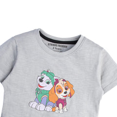 GREY PRINTED PAW JUNIOR GIRLS T.SHIRT