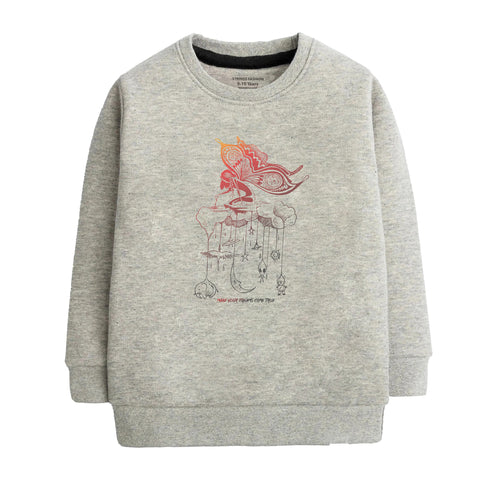Printed Make Your Dream Junior Grey Header Color Girls Long Sleeve Sweat-Shirt