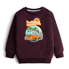 DIGITAL HELLO SUNSHINE PRINTED Maroon Color Boys Long Sleeve Sweat-Shirt