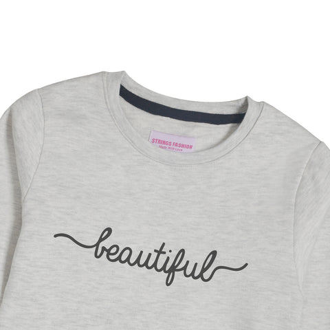BEAUTIFUL GIRLS OATMEAL SHADE FLEECE SWEAT-SHIRT