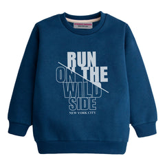 RUN ON THE WILD SIDE NAVY BOYS LONG SLEEVE SWEAT-SHIRT