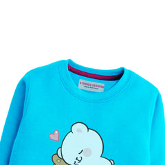 MILK & MOCHA GIRLS SKY BLUE SHADE FLEECE SWEAT-SHIRT
