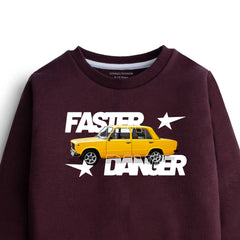 DIGITAL FASTER DANGER PRINTED Maroon  Color Boys Long Sleeve Sweat-Shirt