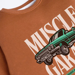 MUSCLE GARAGE LIGHT BROWN COLOR BOYS LONG SLEEVE SWEAT-SHIRT