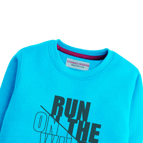 RUN ON THE WILD SIDE SKY BLUE COLOR BOYS TERYY FABRIC SWEAT-SHIRT