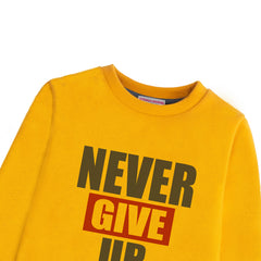NEVER GIVE UP FLEECE MUSTERED SWEATSHIRT