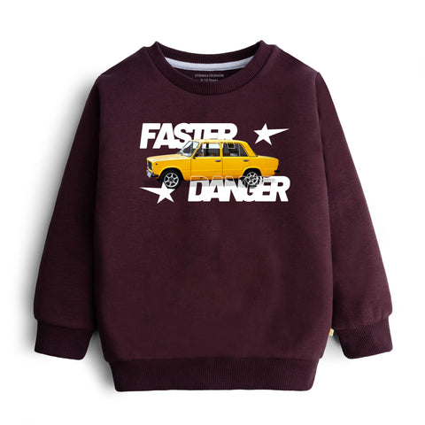DIGITAL FASTER DANGER PRINTED Maroon  Color Boys Long Sleeve Sweat-Shirt