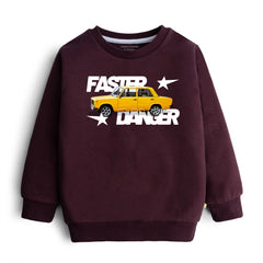 DIGITAL FASTER DANGER PRINTED Maroon  Color Boys Long Sleeve Sweat-Shirt
