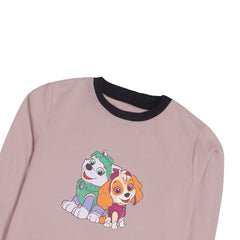 PAW JUNIOR PINK HEADER COLOR GIRLS LONG SLEEVE SWEAT-SHIRT