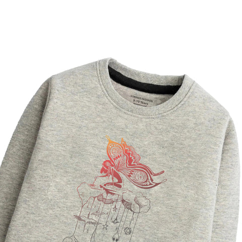 Printed Make Your Dream Junior Grey Header Color Girls Long Sleeve Sweat-Shirt