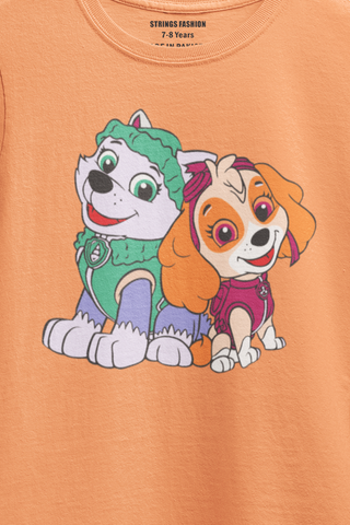 PAW JUNIOR ORANGE COLOR GIRLS T.SHIRT