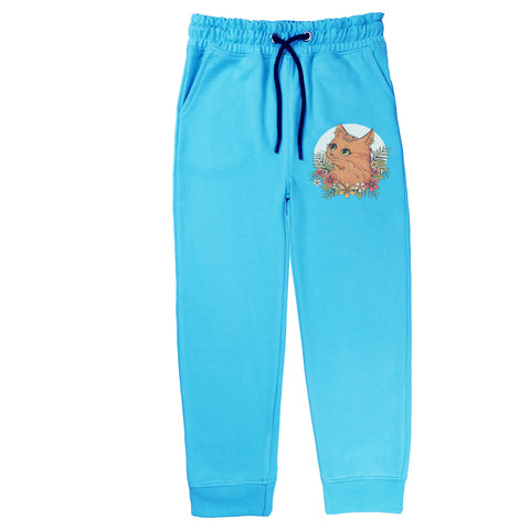 CUTE CAT SKY BLUE COLOR GIRLS TERYY FABRIC TRACK SUIT