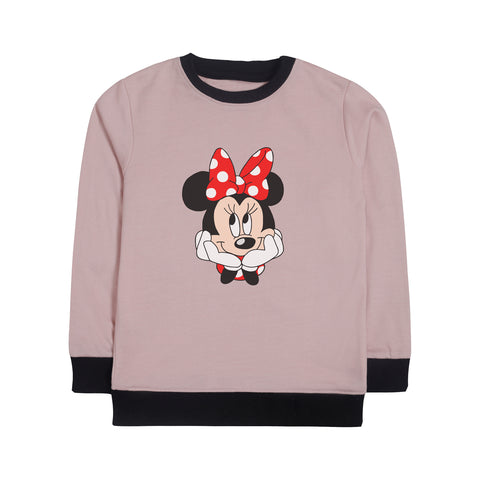 MINNIE 2 JUNIOR PINK HEADER COLOR GIRLS LONG SLEEVE SWEAT-SHIRT
