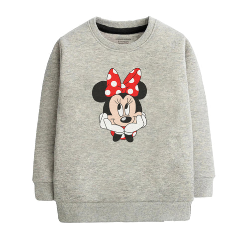 MINNIE JUNIOR GREY HEADER COLOR GIRLS LONG SLEEVE SWEAT-SHIRT