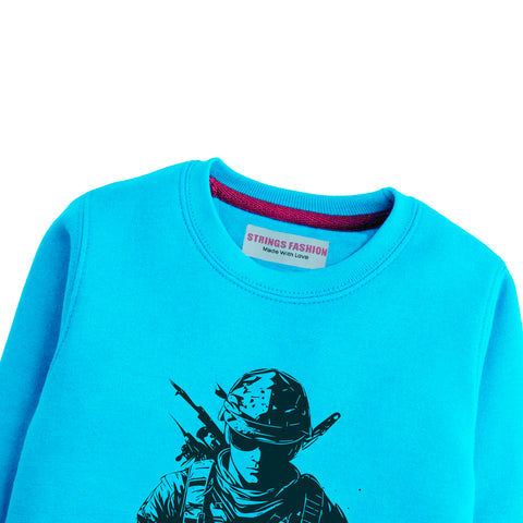 SOLDIER SKY BLUE COLOR BOYS TERYY FABRIC SWEAT-SHIRT