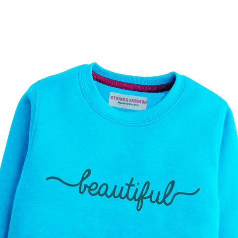 BEAUTIFUL GIRLS SKY BLUE SHADE TERYY FABRIC SWEAT-SHIRT