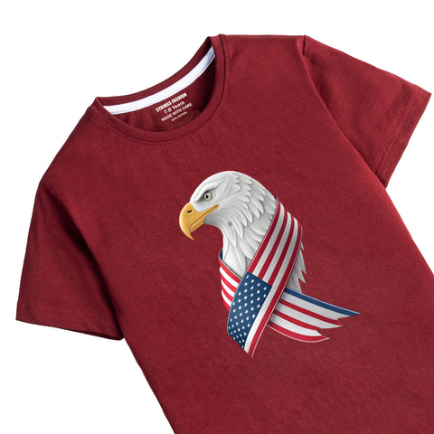 MAROON GRAPHICS AMERCAN FLAG T-SHIRT