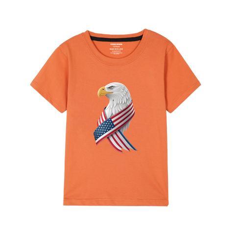 ORANGE GRAPHICS AMERCIAN FLAG T-SHIRT