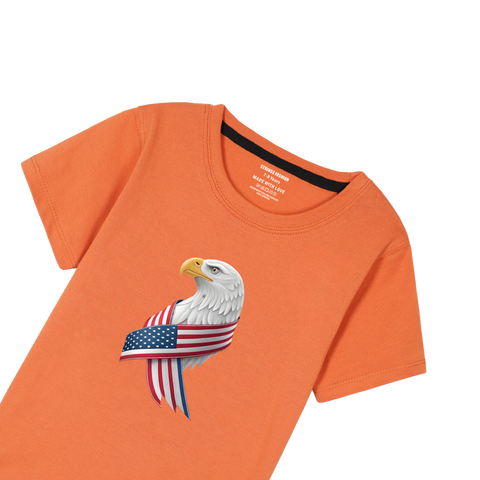 ORANGE GRAPHICS AMERCIAN FLAG T-SHIRT