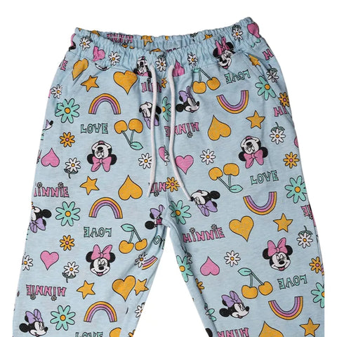 MINNIE PRINTED SKY BLUE JUNIOR GIRLS TROUSER