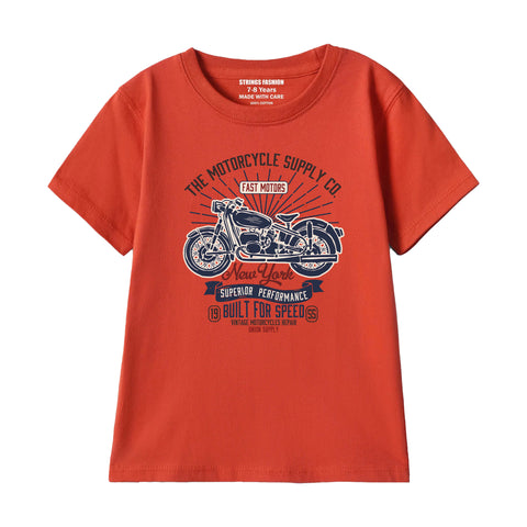 AMERICAN BIKE BOYS SHORT SLEEVE RED T.SHIRT & FOOTBALL PRINTED SHORTS