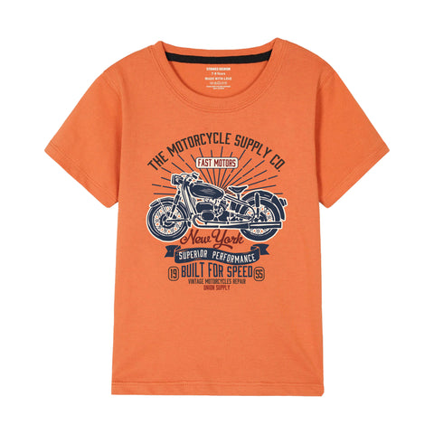 AMERICAN BIKE BOYS SHORT SLEEVE ORANGE T.SHIRT & BOXES SHORTS (SF-28901)