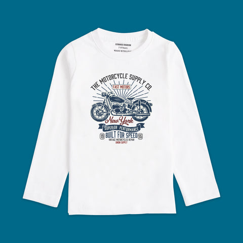 AMERICAN BIKE BOYS LONG SLEEVE WHITE T.SHIRT & SHORTS (SF-27701)