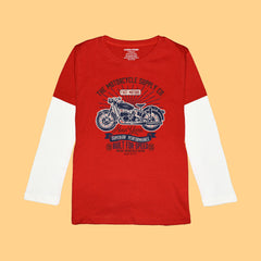 AMERICAN BIKE BOYS LONG SLEEVE RED & WHITE T.SHIRT & SHORTS (SF-26701)