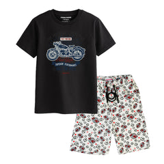 AMERICAN BIKE BOYS SHORT SLEEVE BLACK T.SHIRT & FOOTBALL PRINTED SHORTS (SF-29201)