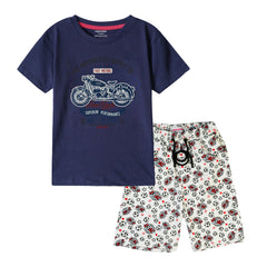 AMERICAN BIKE BOYS SHORT SLEEVE NAVY T.SHIRT & FOOTBALL PRINTED SHORTS (SF-28401)