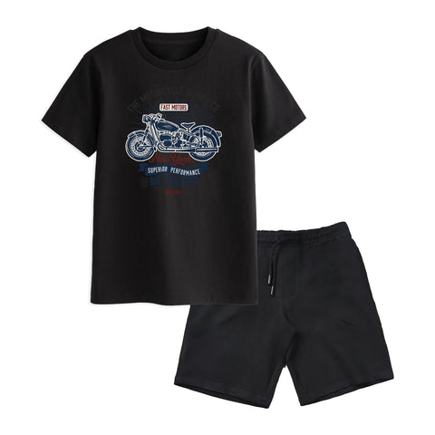 AMERICAN BIKE BOYS SHORT SLEEVE BLACK T.SHIRT & SHORTS