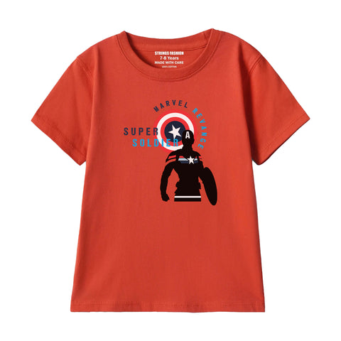 AMERICAN SOLDIER BOYS SHORT SLEEVE RED T.SHIRT & FOOTBALL PRINTED SHORTS
