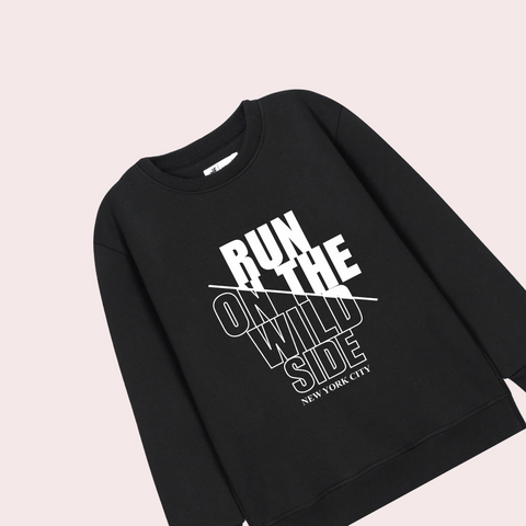 RUN ON THE WILD SIDE BLACK COLOR BOYS LONG SLEEVE SWEAT-SHIRT