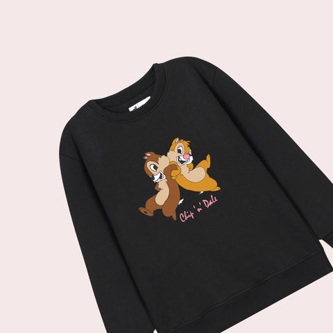 CHIP AND DALE PRINTED BLACK COLOR Girls Long Sleeve Sweat-Shirt