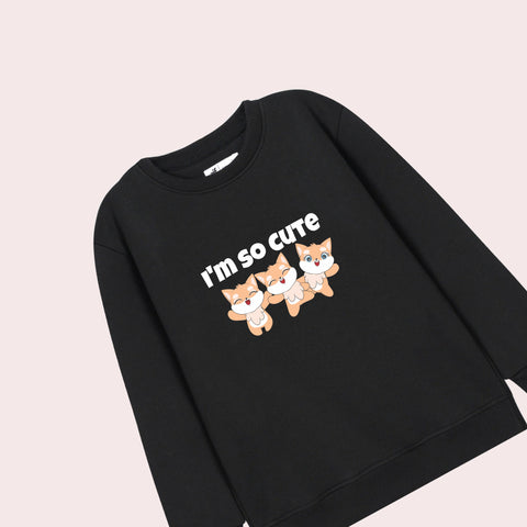 I AM CUTE PRINTED BLACK COLOR Girls Sweat-Shirt