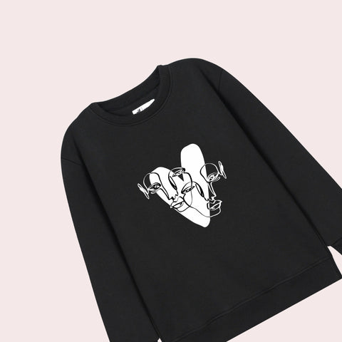 HEART LOVE PRINTED BLACK COLOR Girls Sweat-Shirt