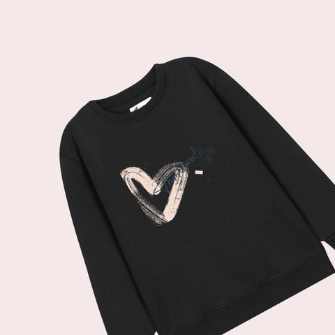 HEART PRINTED BLACK COLOR Girls Sweat-Shirt