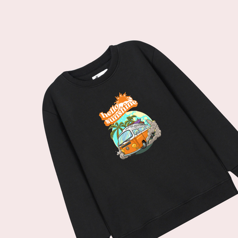 HELLO SHINSHINE BLACK COLOR BOYS LONG SLEEVE SWEAT-SHIRT