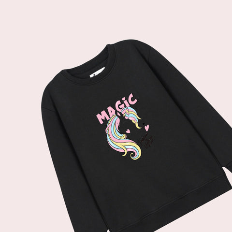 MAJIC PRINTED BLACK COLOR Girls Sweat-Shirt