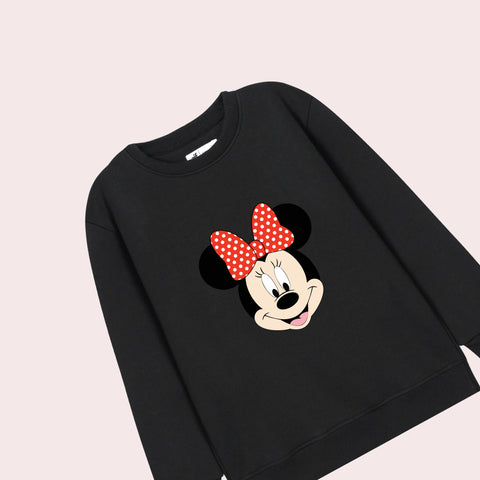 MINNIE PRINTED BLACK COLOR Girls Sweat-Shirt