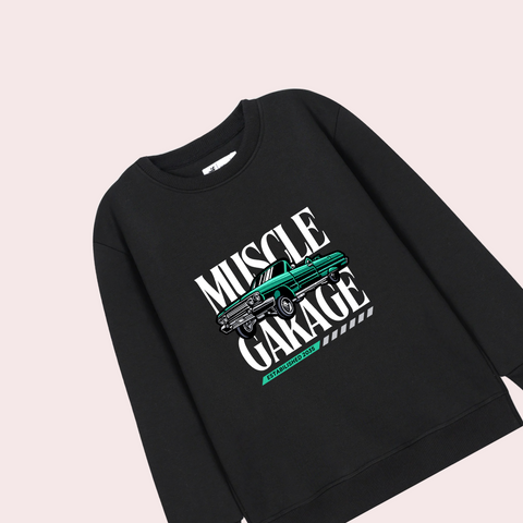 MUSCLE BLACK COLOR BOYS LONG SLEEVE SWEAT-SHIRT