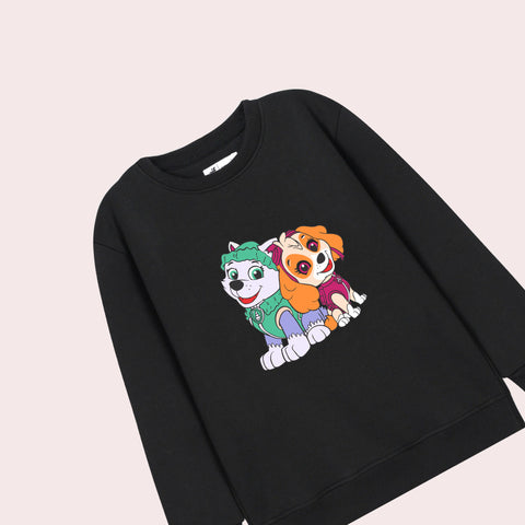 PAW PRINTED BLACK COLOR Girls Sweat-Shirt