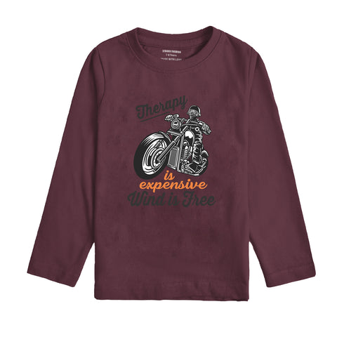 BIKE PRINTED Burgundy Color Boys Long Sleeve T-shirt