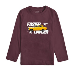 FASTER RACER BURGUNDY BOYS LONG SLEEVE T.SHIRT
