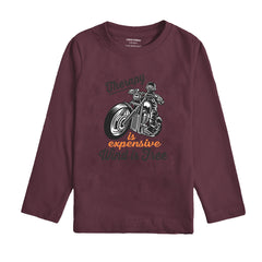 BIKE PRINTED Burgundy Color Boys Long Sleeve T-shirt
