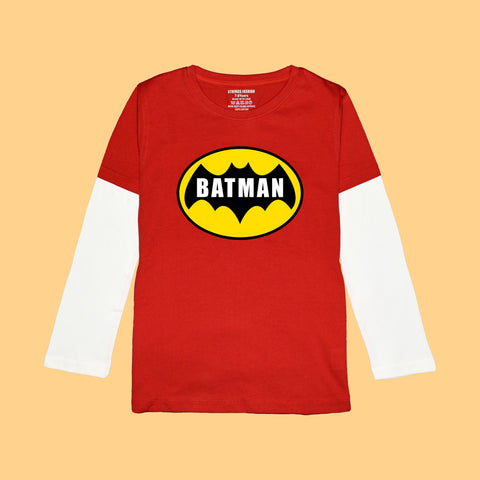 BATMAN BOYS LONG SLEEVE RED & WHITE T.SHIRT & SHORTS (SF-26702)